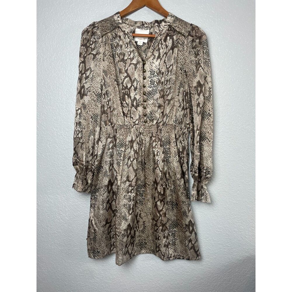 Aryn K Women's Size S Multicolor Fit & Flare Dress 100% Silk Snakeskin Print